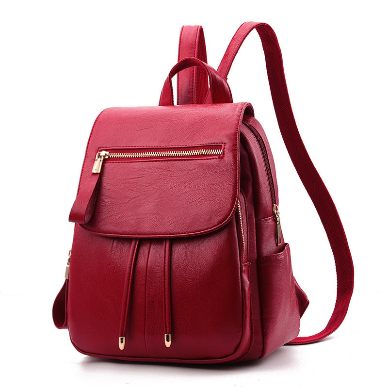 Soft leather backpack travel bag