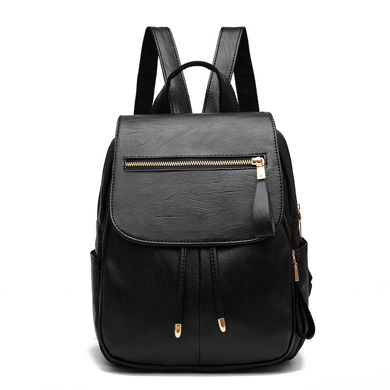 Soft leather backpack travel bag